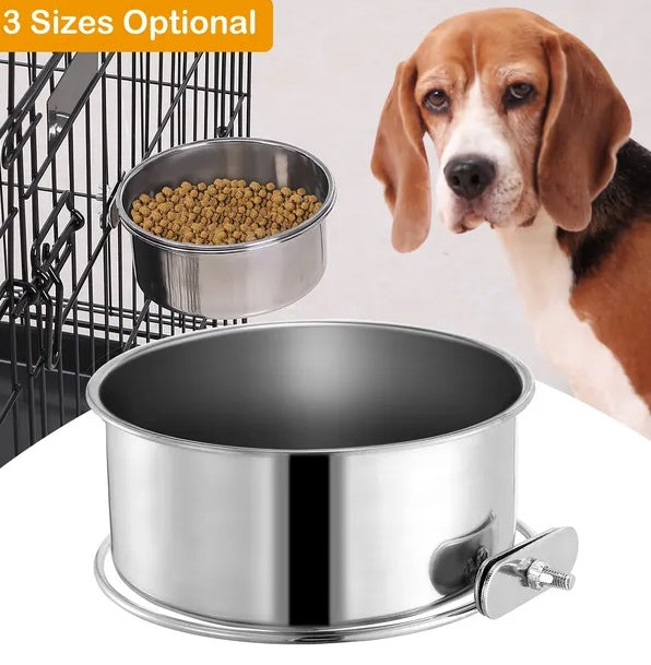Stainless Steel Dog Bowl Pets Hanging Food Bowl Detachable Pet