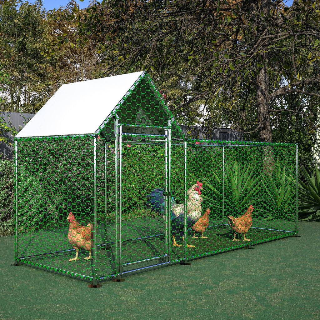 Metal Chicken Coop,Walk-in Chicken Run,Poultry Chicken Hen Pen Cage,Rabbits Duck Cages,With Cover
