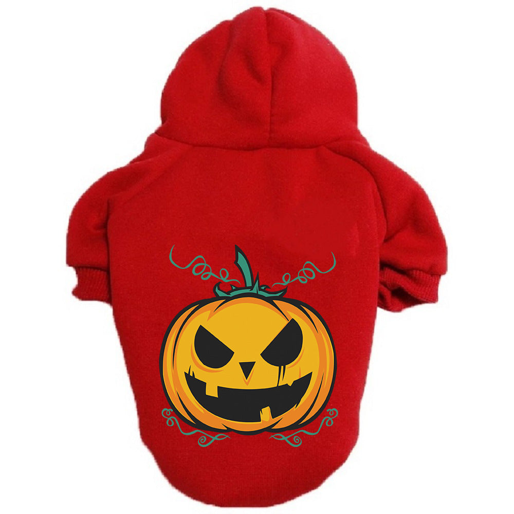 Halloween Pumpkin Dog Pattern Sweater Clothes Dog Hoodie With Hat