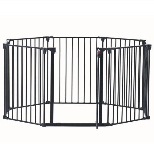 200 Adjustable Safety Gate 8 Panels Play Yard Metal Doorways Fireplace Fence Christmas Tree Fence Gate For House Stairs Gate Prohibited Area Fenc