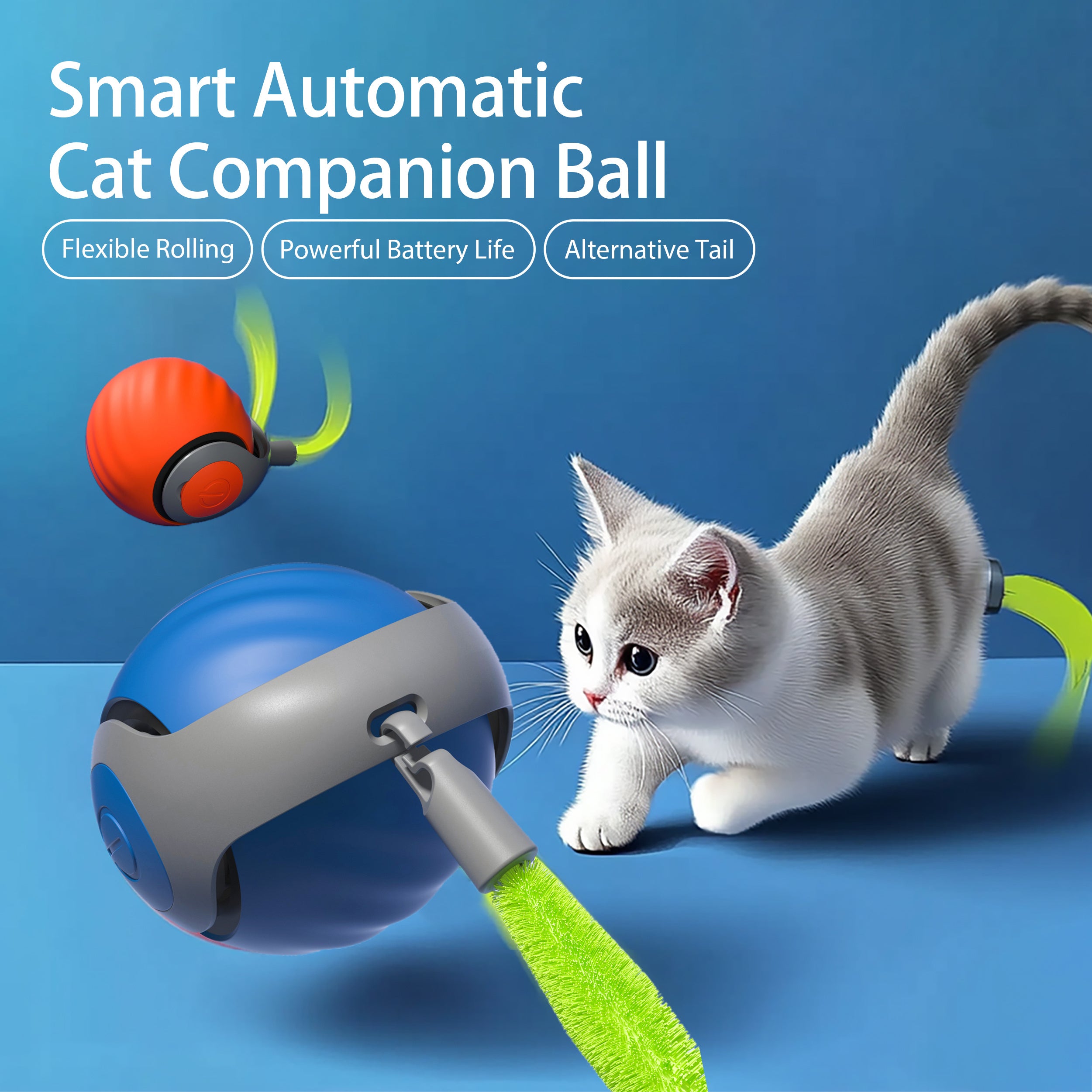 New! Smart Interactive Cat Ball,Type-C Rechargeable Interactive Cats Toy,Automatic Cat Teaser Toy,Pet Supplies,New Year Gift
