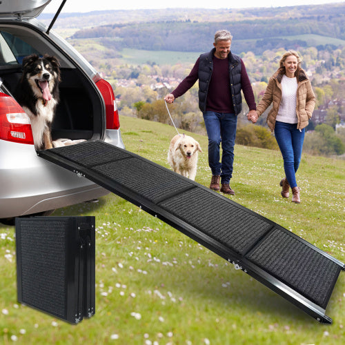 Dog Ramp For Car, 63 Long 17 Wide Folding Portable Pet Stair Ramp With Non-Slip Rug Surface, Extra Wide Dog Steps For Medium & Large Dogs Up To 250LBS Enter A Car, SUV  Truck