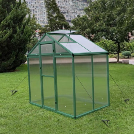 Newly Marketed Gain Height Windproofaluminum Greenhouse 6x4 FT Polycarbonate Greenhouse Raised Base And Anchor Aluminum Heavy Duty Walk-in Greenhouses For Outdoor Backyard In All Season