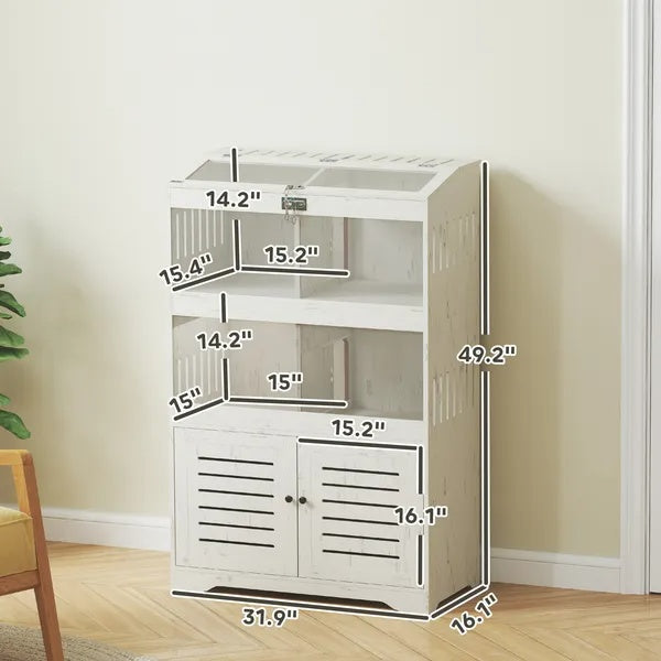 Large Hamster Cage For Multiple Small Pets, Rat Cage With Storage Cabinet, Clear Transparent Panels