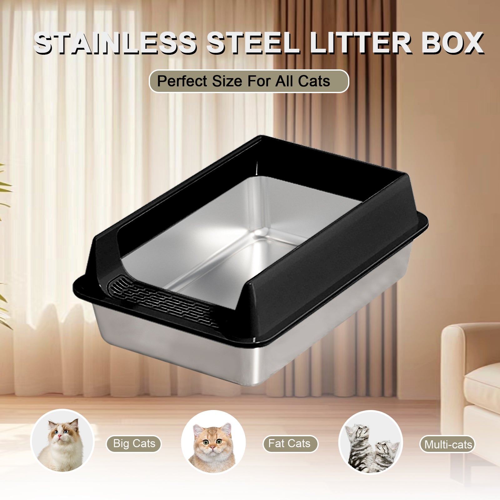 Stainless Steel Litter Box Semi-enclosed (only ship inside USA)