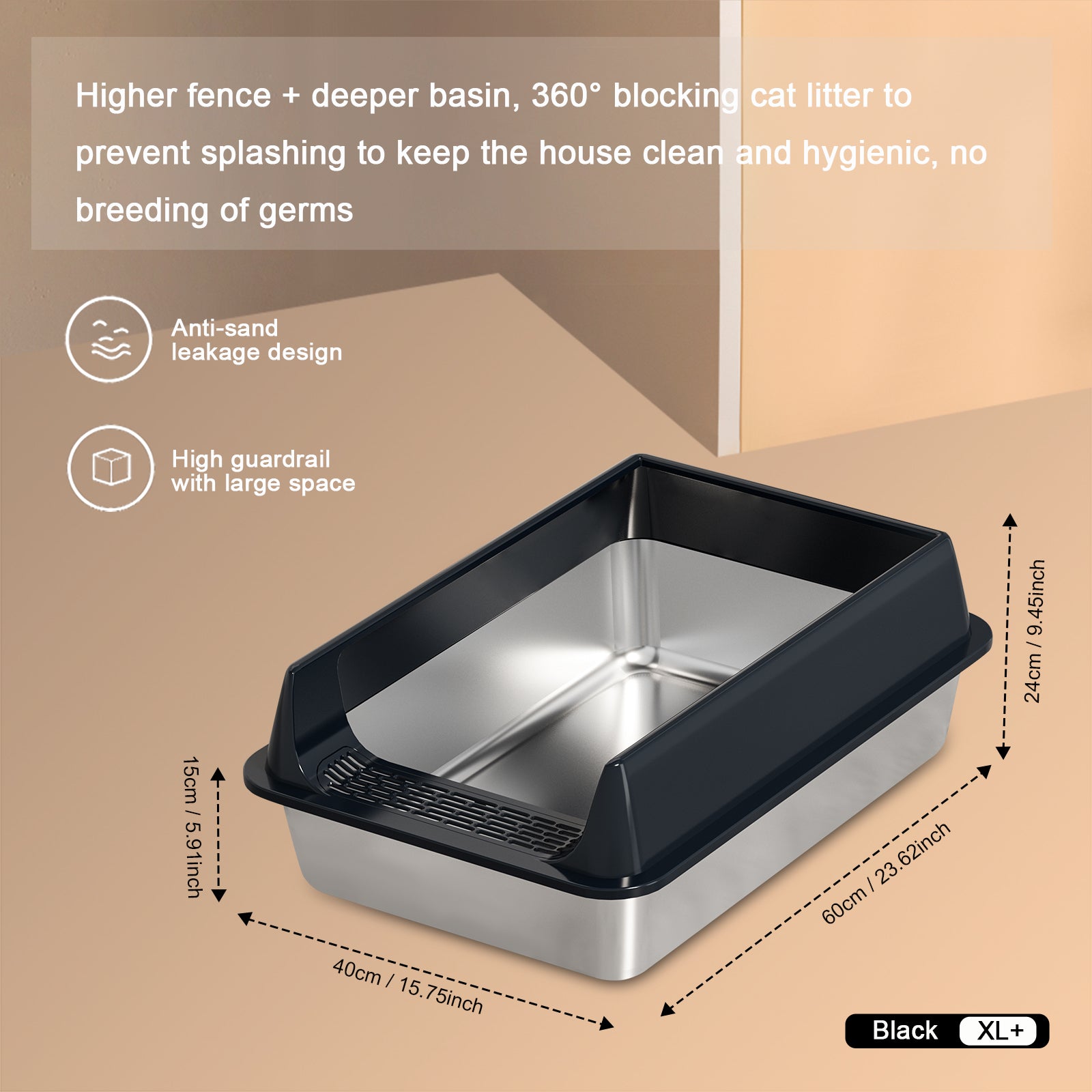 Stainless Steel Litter Box Semi-enclosed (only ship inside USA)