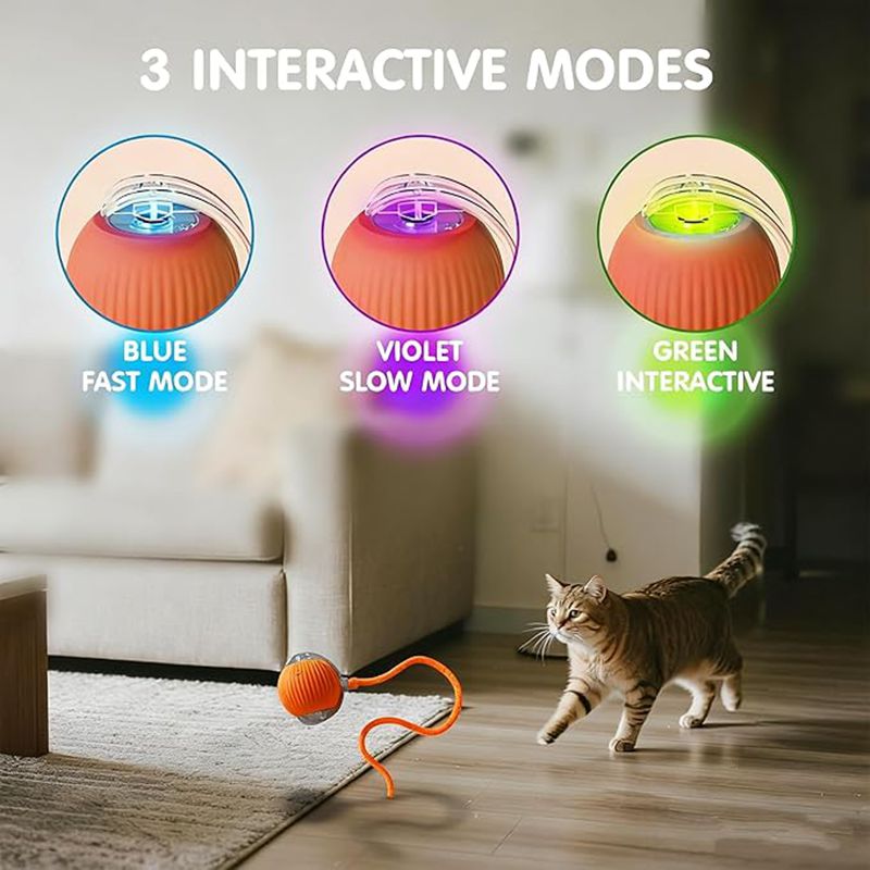 Smart Pet Rolling Ball with Teaser Sensor
