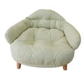 Four Seasons Elevated Plush Pet Bed Solid Wood Frame