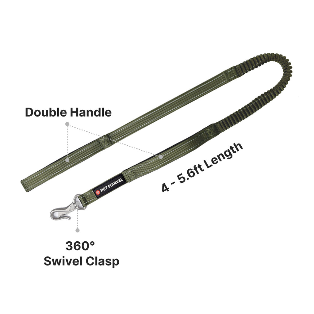 PETMARVEL 4-6 FT Shock Absorbing Tactical Dog Leash Dual Handle For Training