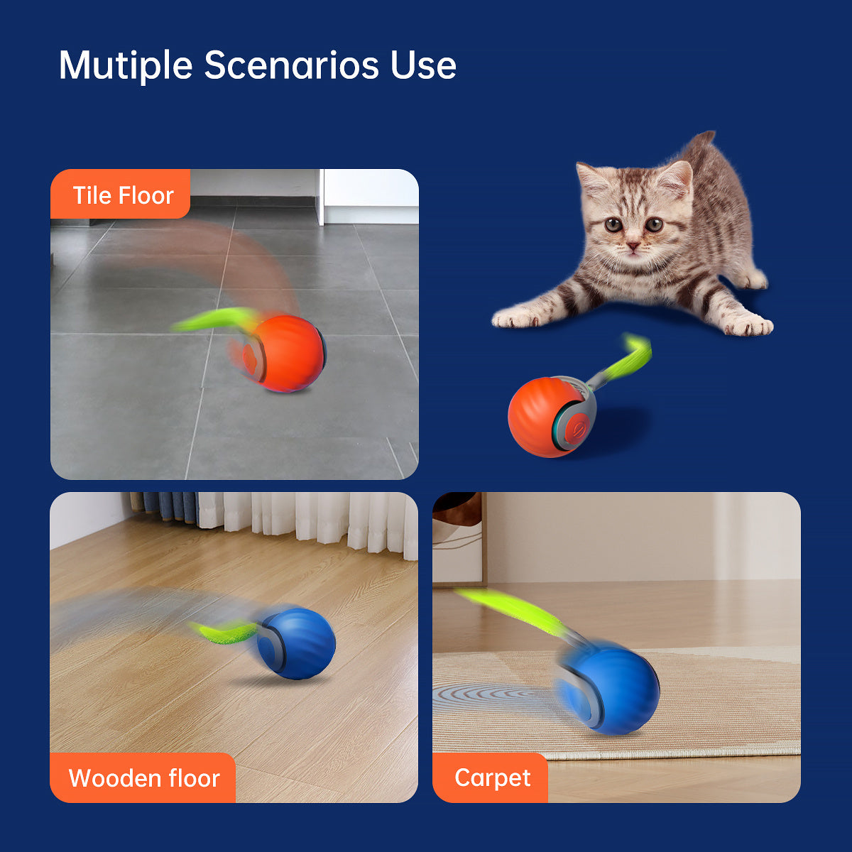 New! Smart Interactive Cat Ball,Type-C Rechargeable Interactive Cats Toy,Automatic Cat Teaser Toy,Pet Supplies,New Year Gift