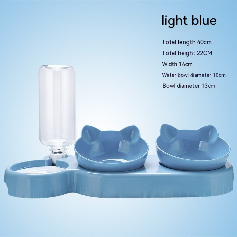 Double Food & Water Bowl Anti Roll For Cats