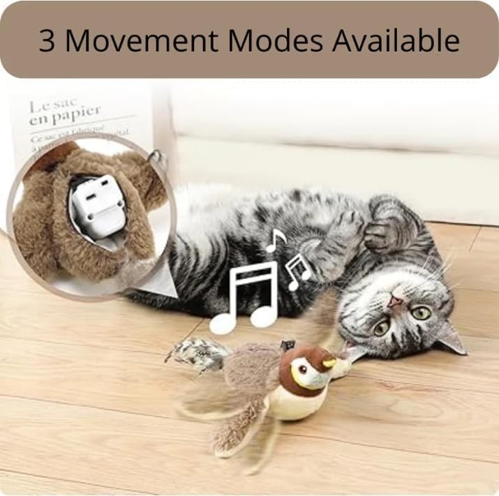 Interactive Chirping Flapping Bird Cat Toy