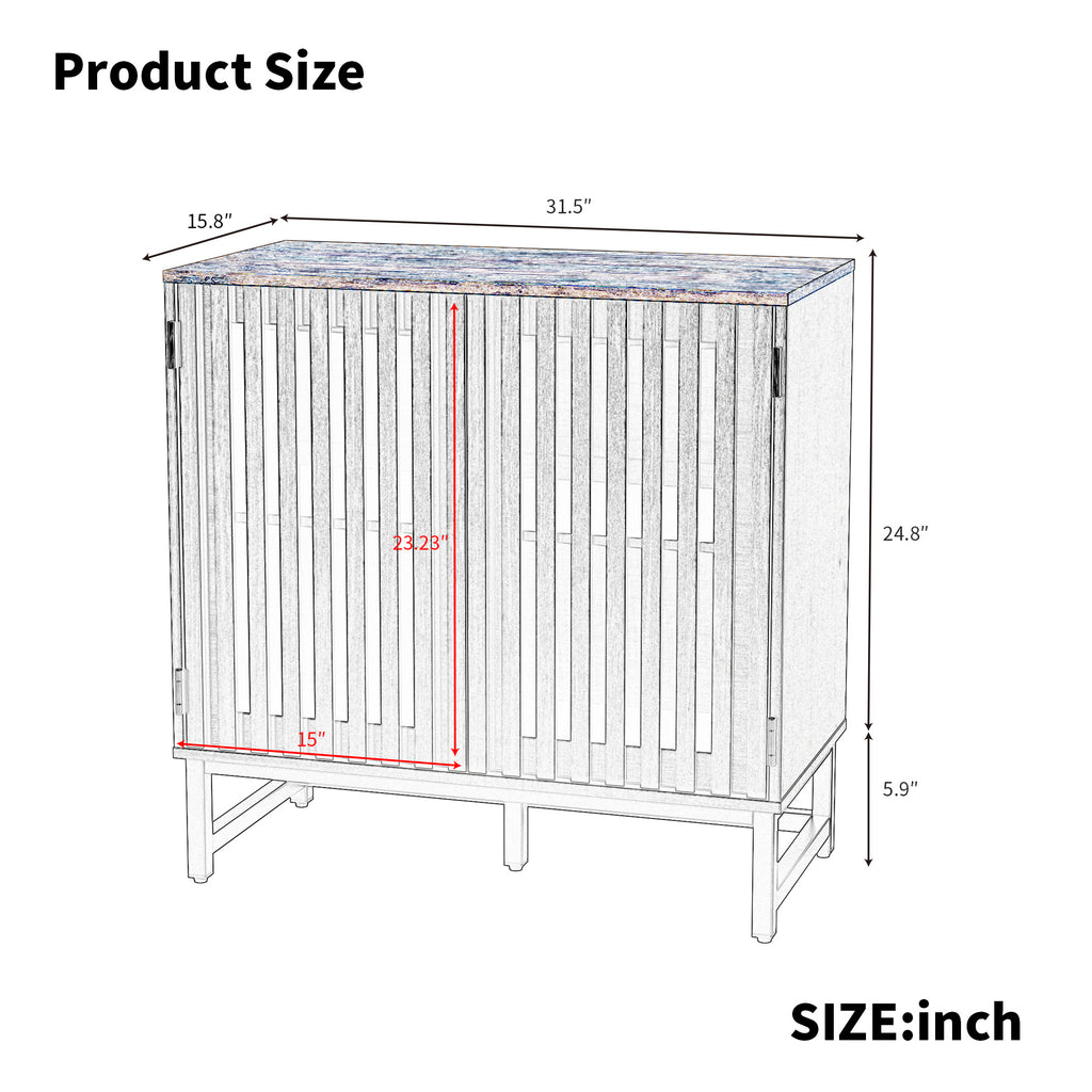 Cabinet With Flat Noodles Grating Stripe Door