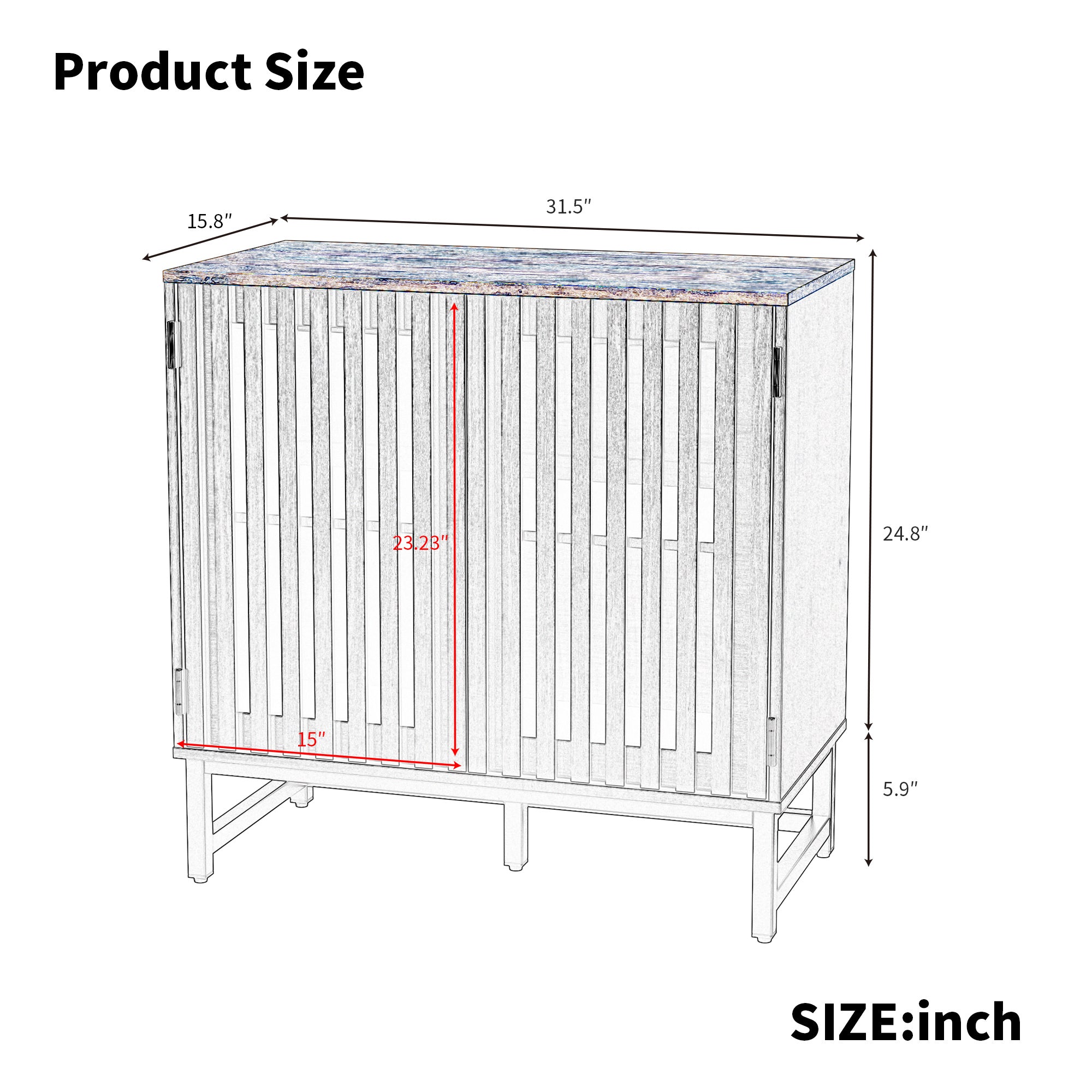 Cabinet With Flat Noodles Grating Stripe Door