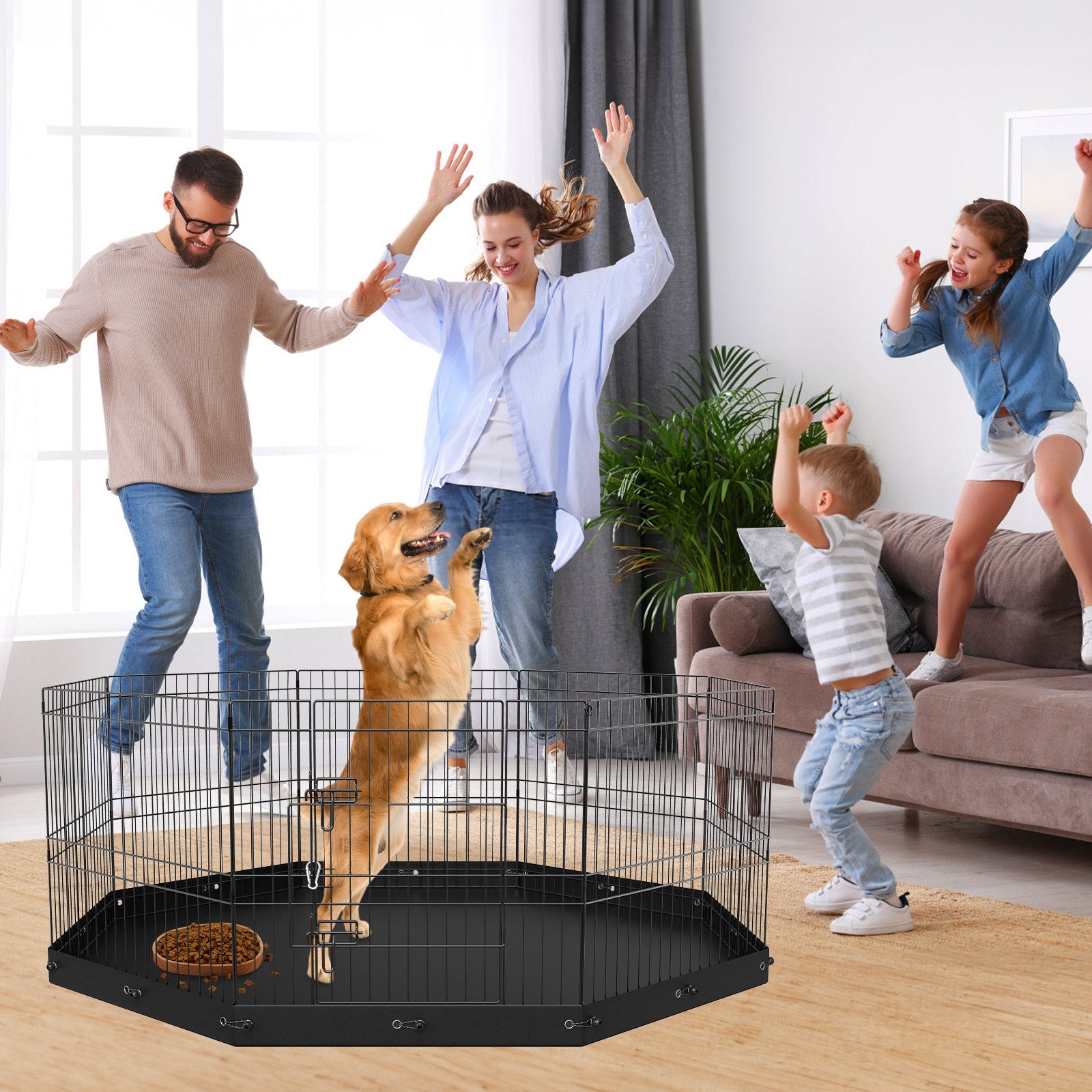 8 Panel Dog Playpen Metal with Bottom Pad (only ship inside USA)