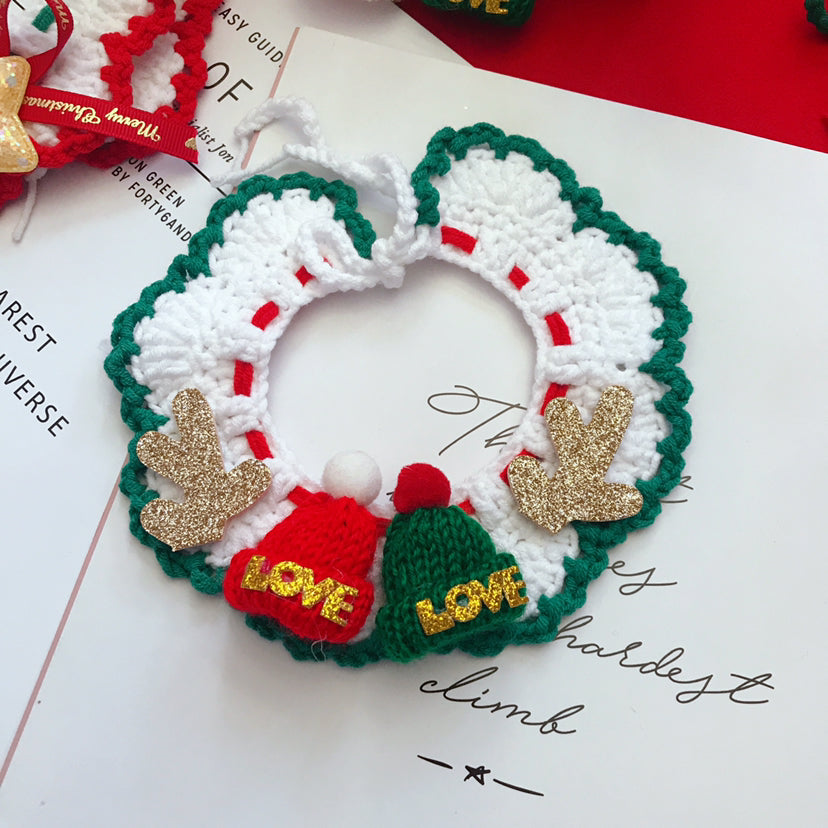 Hand Woven Wool Pet Christmas Collar