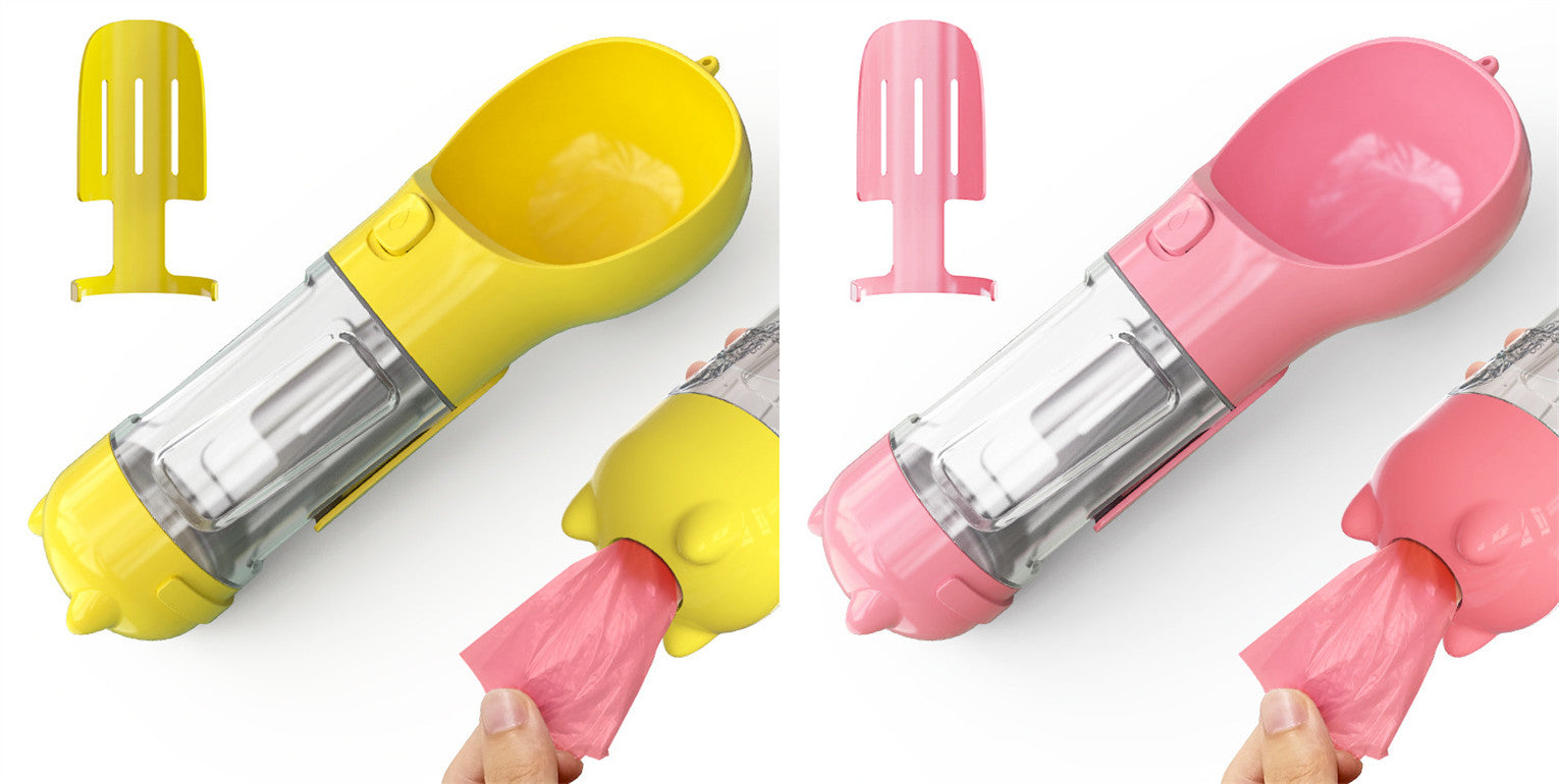 3 in 1 Dog Water Bottle - Feeder Bowl - Bag Storage