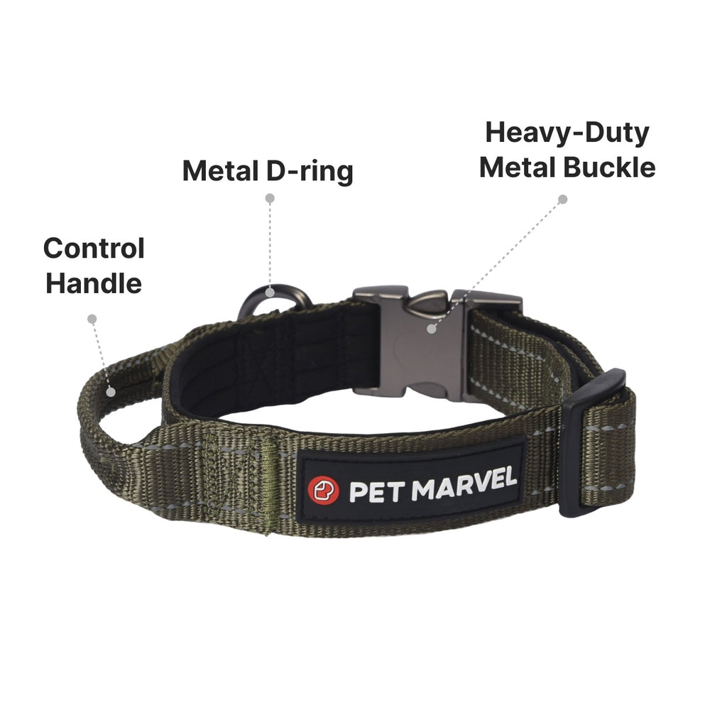 PET MARVELHigh Performance Tactical Dog Collar 1.25 In Wide With Handle