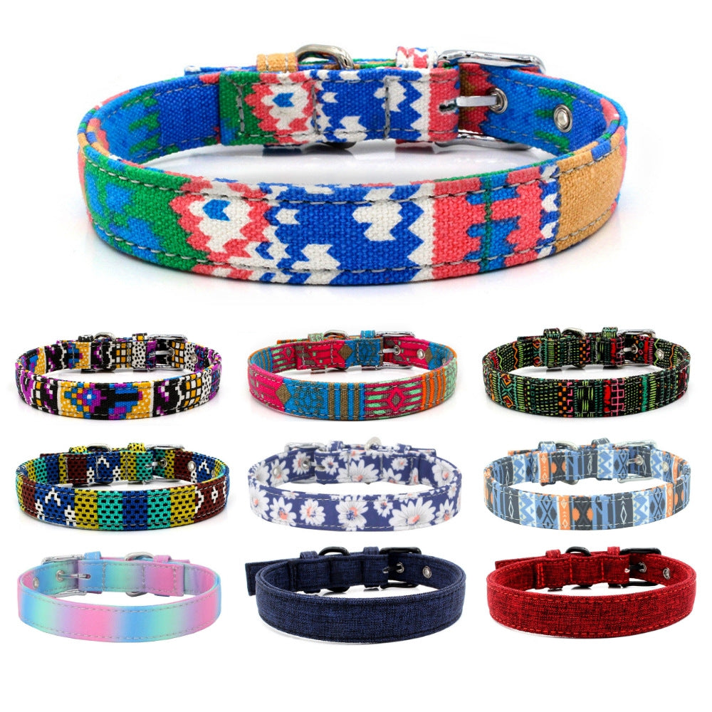 Pet Collar Double Layer Colorful Fabric Dog Collar