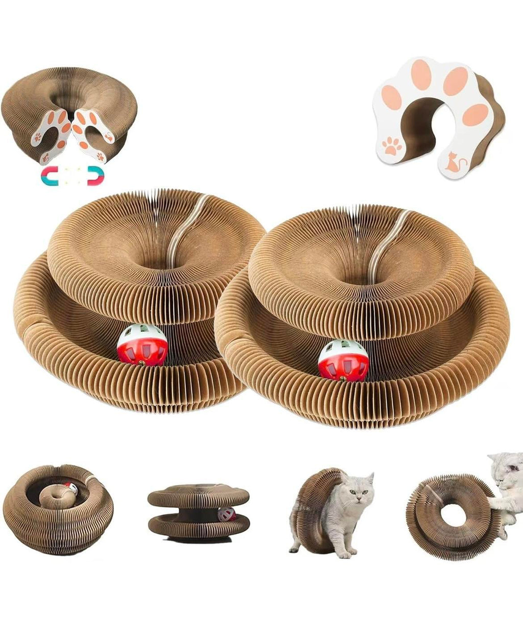 Cat Curl Scratching Board Magic Organ Cat Toy Recyclable Corrugated Cardboard Scratch-Resistant And Wear-Resistant Foldable Wood Grain Interactive Cat Scratching Toy