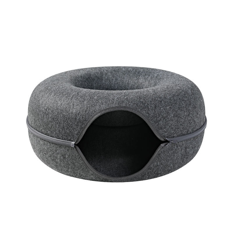 Four Seasons Round Woolen Felt Cat Tunnel Nest