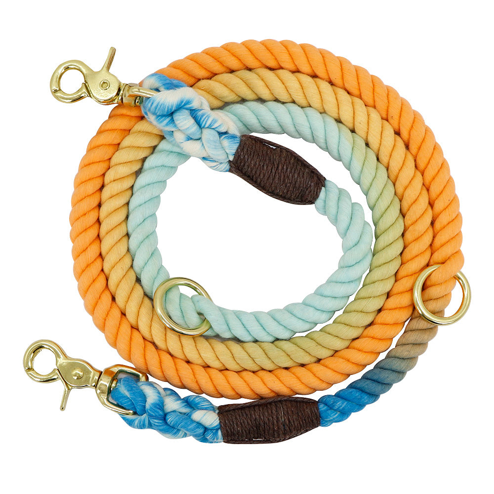 Gradient Color Dog Collars and  Leashes Pet Training Long Traction Rope