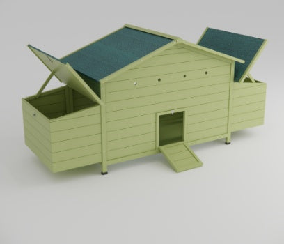 11.12 Square Feet Large Wooden Chicken Coop With 2 Free Range Doors, 2 Nest Boxes, And Chicken Perch Inside