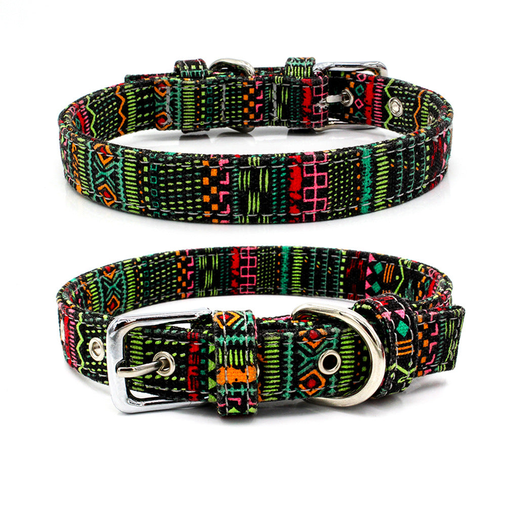 Pet Collar Double Layer Colorful Fabric Dog Collar