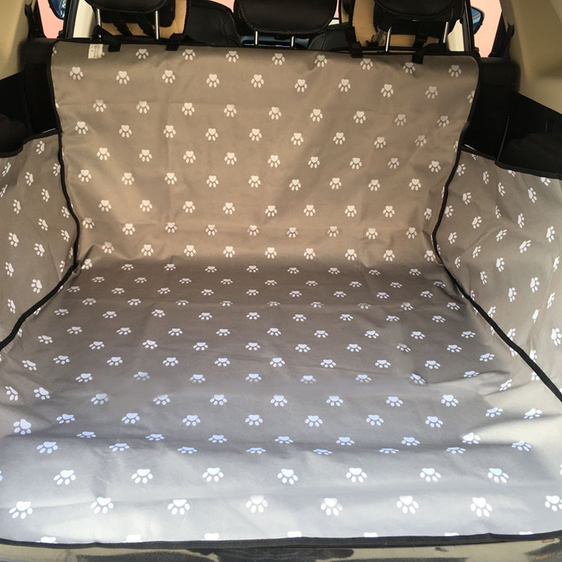 Waterproof Pet Seat Car Cover - Pawprint Pattern Dog Transporters Hammock Protector with Safety Belt