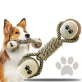 Cotton Rope Tennisball Dumbbell Dog Chew Toy