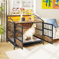 Double Door Multi-function Furniture Style Dog Crates with Storage, Wooden Dog Kennel