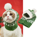 Knitted Christmas Hat Snowflake Elk Print with Fur Ball