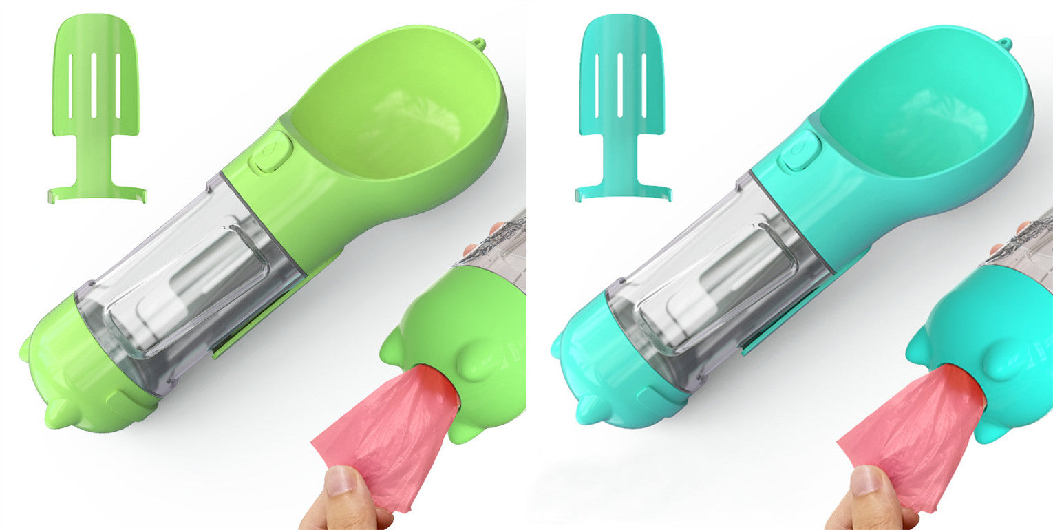 3 in 1 Dog Water Bottle - Feeder Bowl - Bag Storage