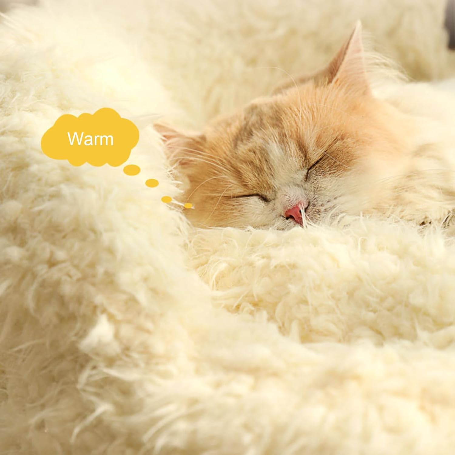 Cut Alpaca Pet Calming Bed with Detachable Plush Pads Anti Slip Bottom Raised Edges