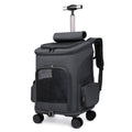 Folding Trolley Pet Backpack Carrier with Roller Wheels