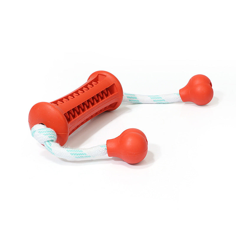 Dog Rubber Toy - Molar Teeth Cleaning Rod Wears The Rope