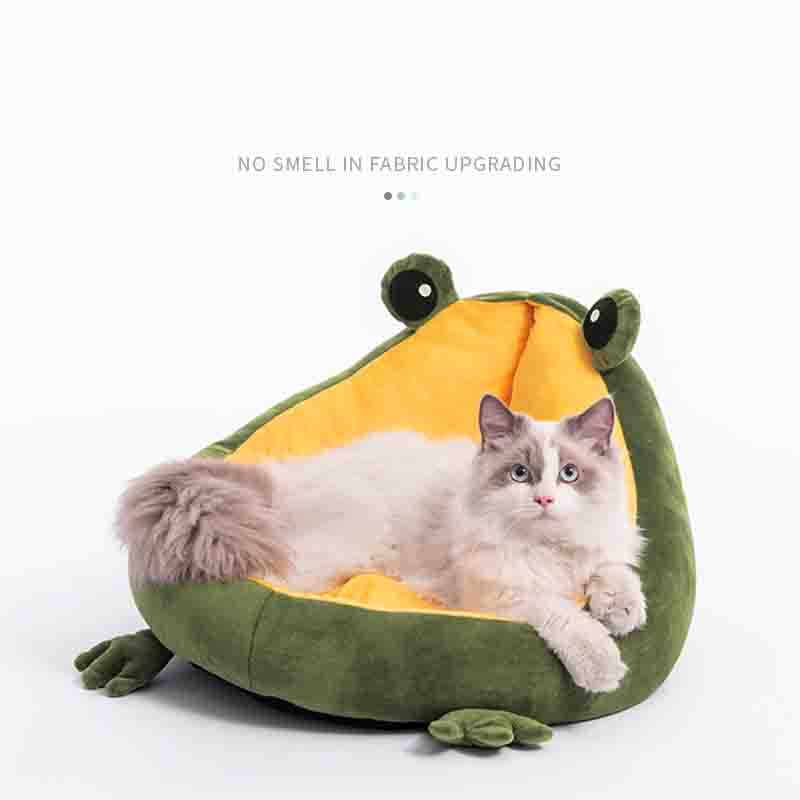 Frog Nest Cat Bed - Winter Warm Semi-Enclosed Pet Bed