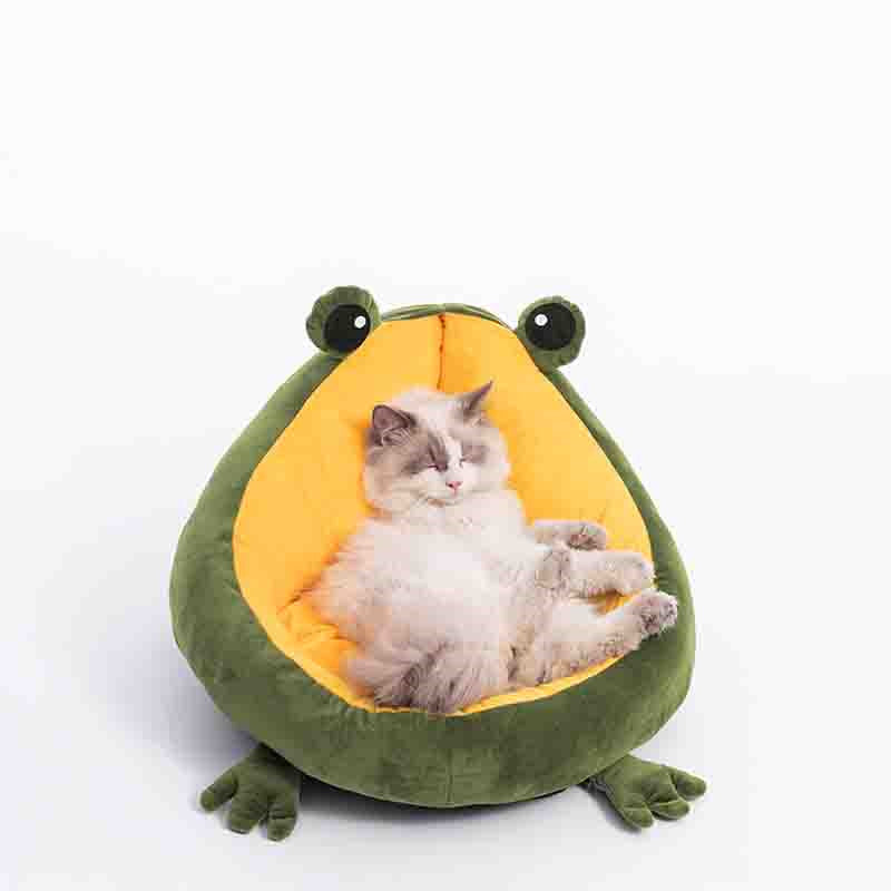 Frog Nest Cat Bed - Winter Warm Semi-Enclosed Pet Bed