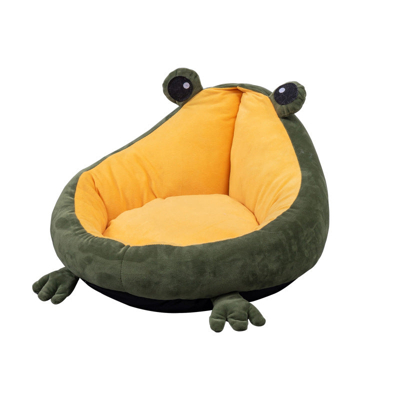Frog Nest Cat Bed - Winter Warm Semi-Enclosed Pet Bed