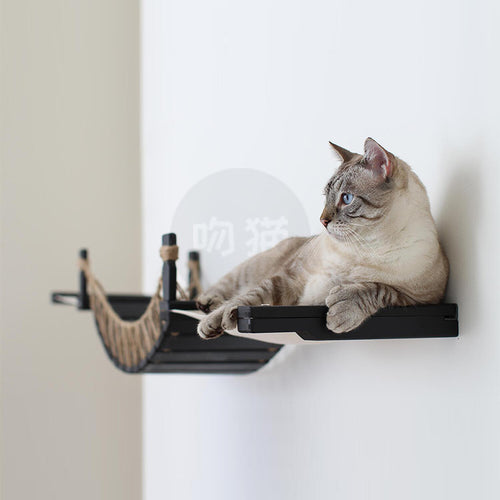 Cat Suspension Bridge & Hammock - Solid Wood Hemp Rope Soft Ladder Wooden Bridge