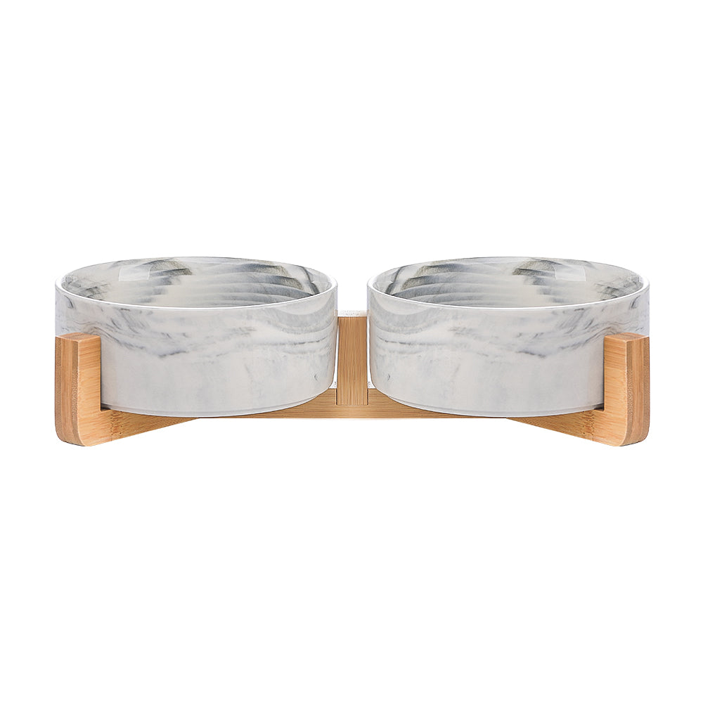 Double Ceramic Bowls - Ceramic Dog & Cat Food Bowl - Drinking Water Bowl Anti Overturning