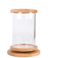 Small Office Glass Aquarium Bamboo Base Mini Fish Tank
