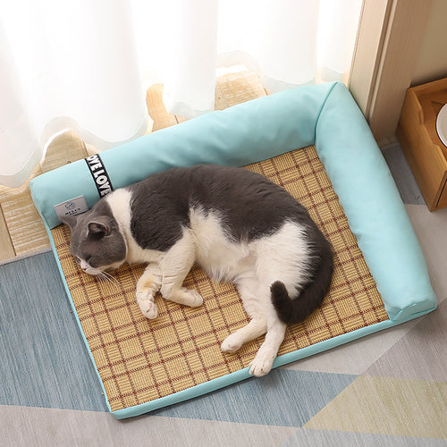 Bamboo Fiber Sleeping Mat - Summer Cooling Pad Dog Bed
