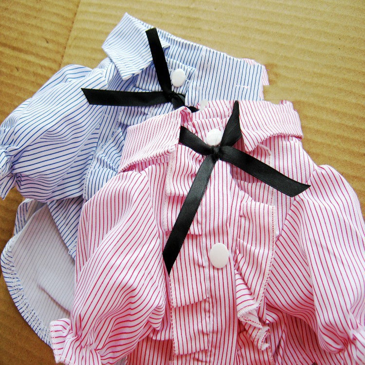 Bubble Sleeve Bow Tie Pet Shirt Pet Clothes Dog Clothes