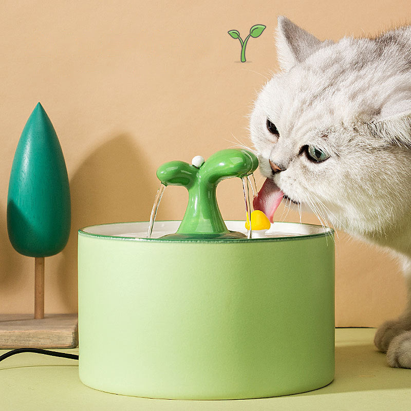 1.5L Electric Ceramic Cat Drinking Water Fountain Automatic