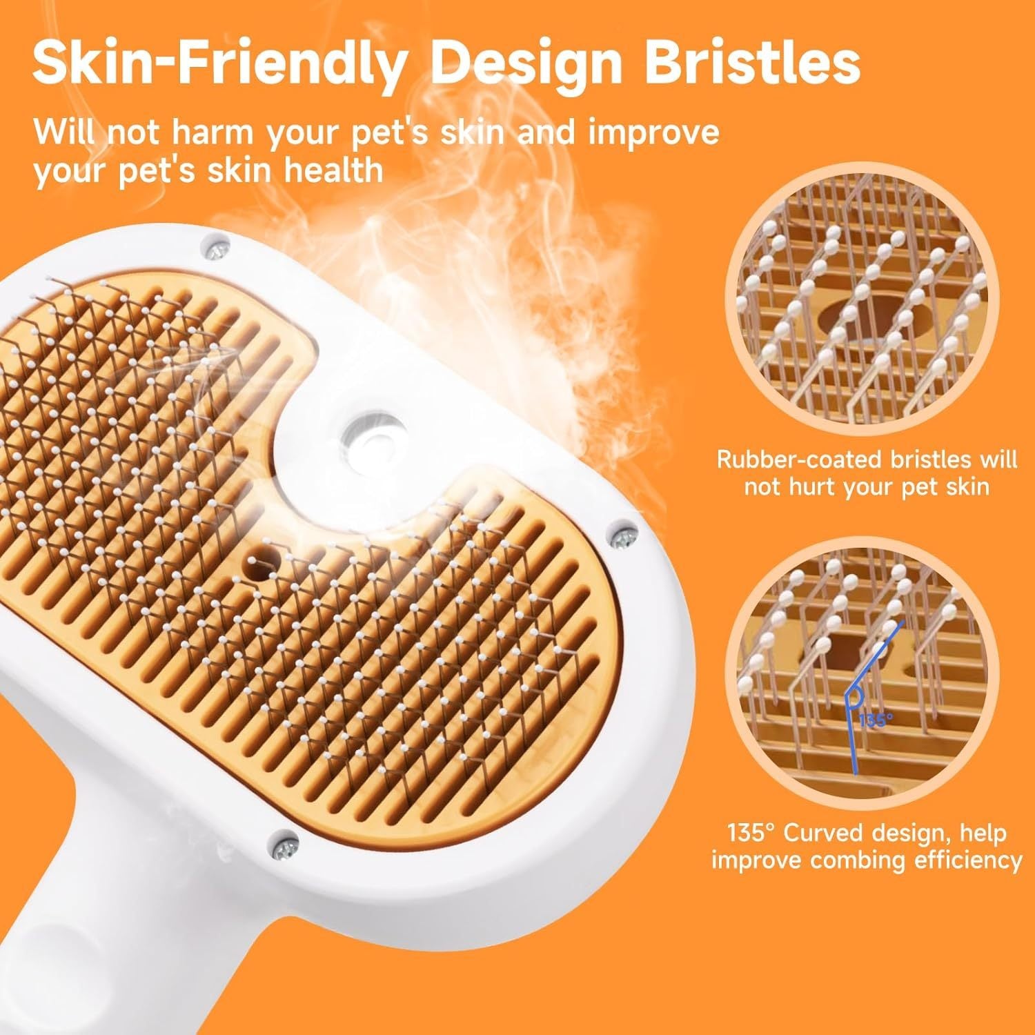 Universal Pet Steam Brush For Cats And Dogs 3-in-1 Spray Hair Removal Comb With Water less Shampoo and Ear Towel