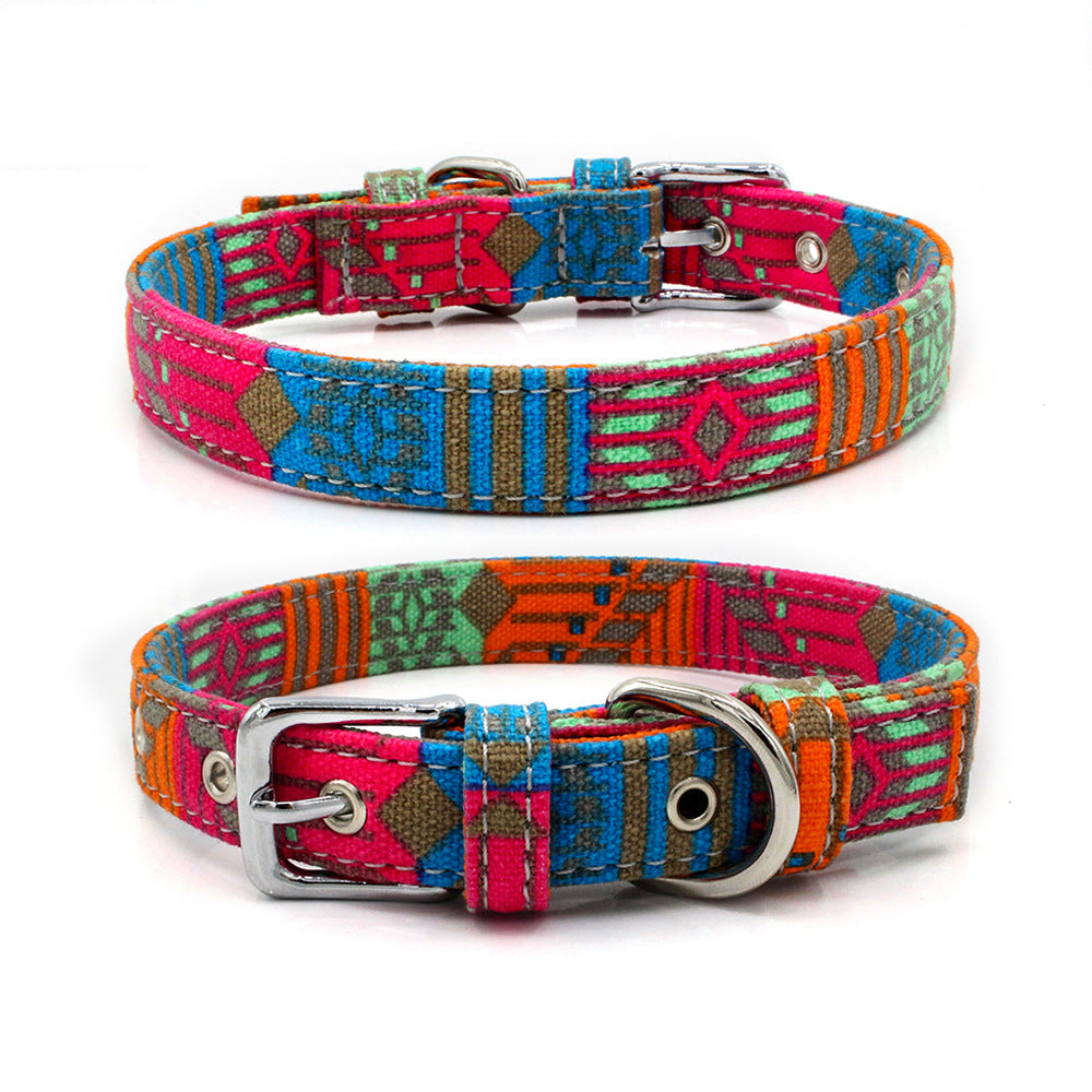 Pet Collar Double Layer Colorful Fabric Dog Collar