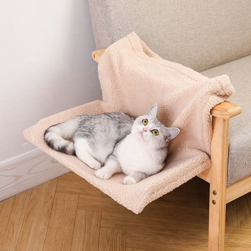 Plush L-shaped Cat Hammock Hanging Cat Nest