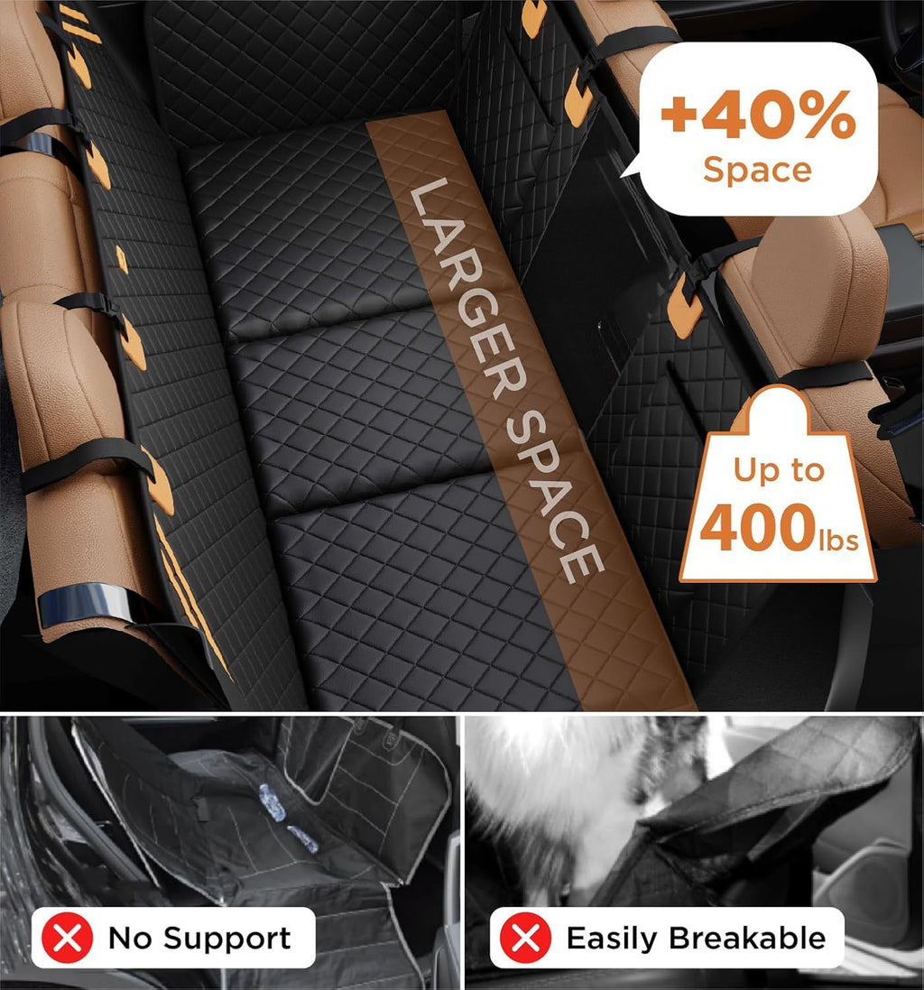 Made4Pets Pet Dog Car Back Seat Cover Back Seat Extension Pad Can Bear 400 Pounds Waterproof And Non-slip Dog Car Hammock Eight-layer Hard Bottom With PE Foam Easy To Install And Clean