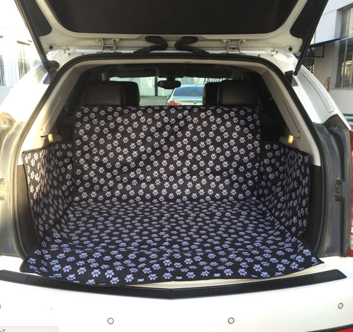 Waterproof Pet Seat Car Cover - Pawprint Pattern Dog Transporters Hammock Protector with Safety Belt